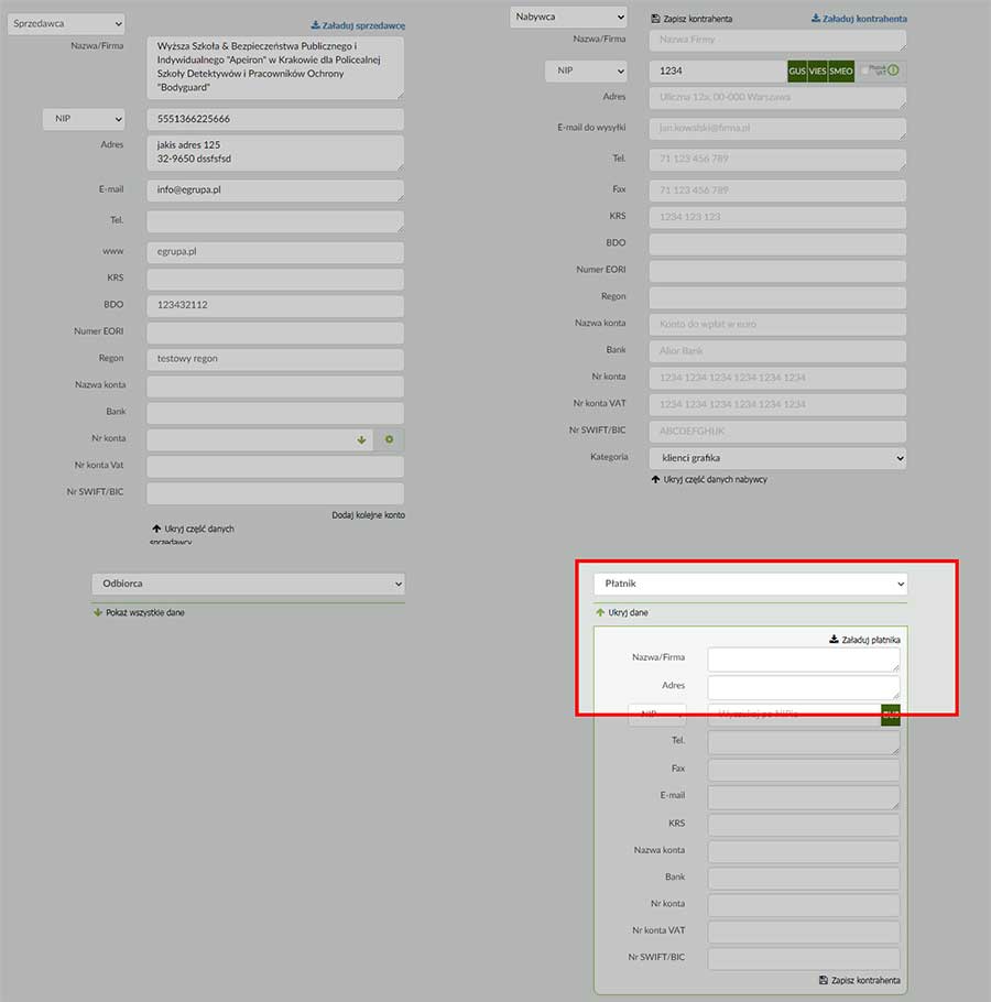 Adres dostawy na fakturze