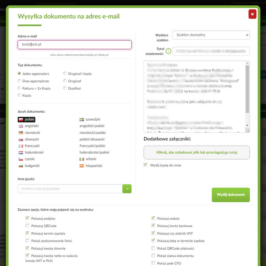 własna treść maila