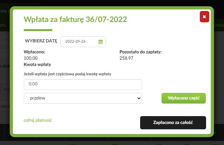 stan płatności faktury